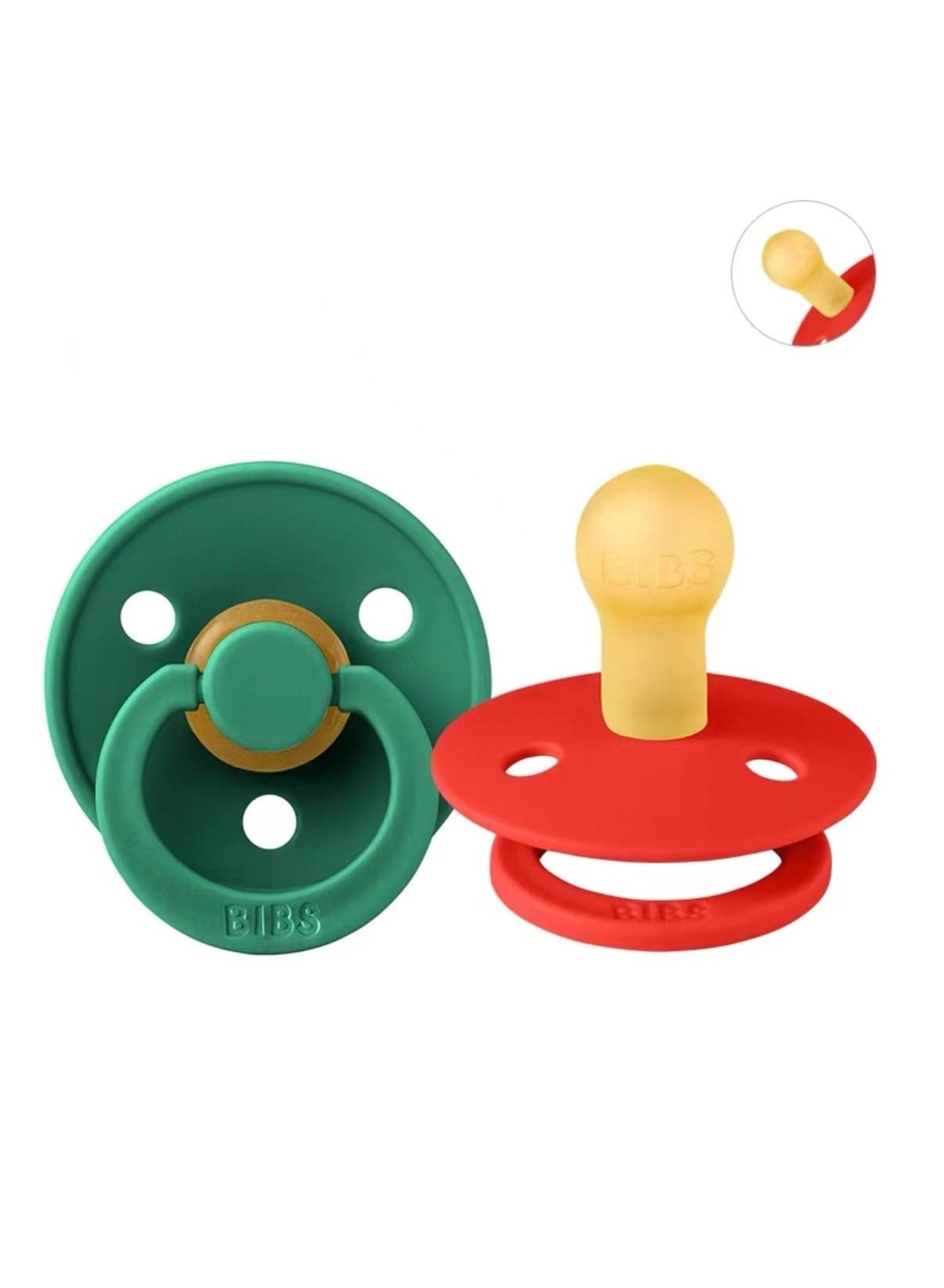 BIBS Latex Colour Pacifier (2 Pack) Candy Apple/Evergreen
