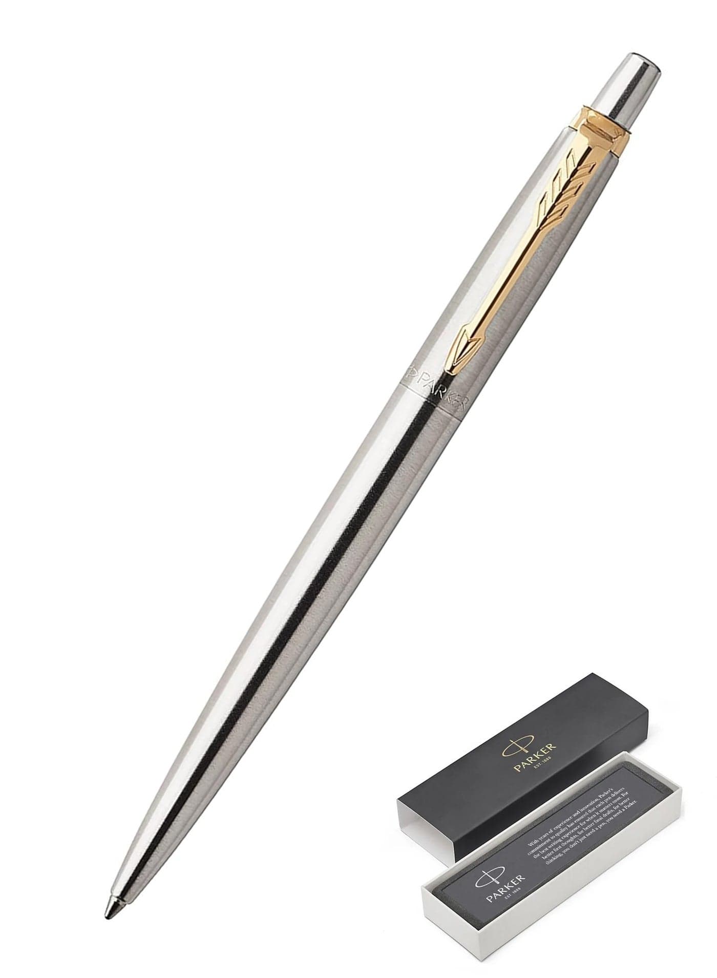 1-Piece Jotter Ballpoint Pen Blue Ink Medium Tip Chrome Barrel With Golden Clip
