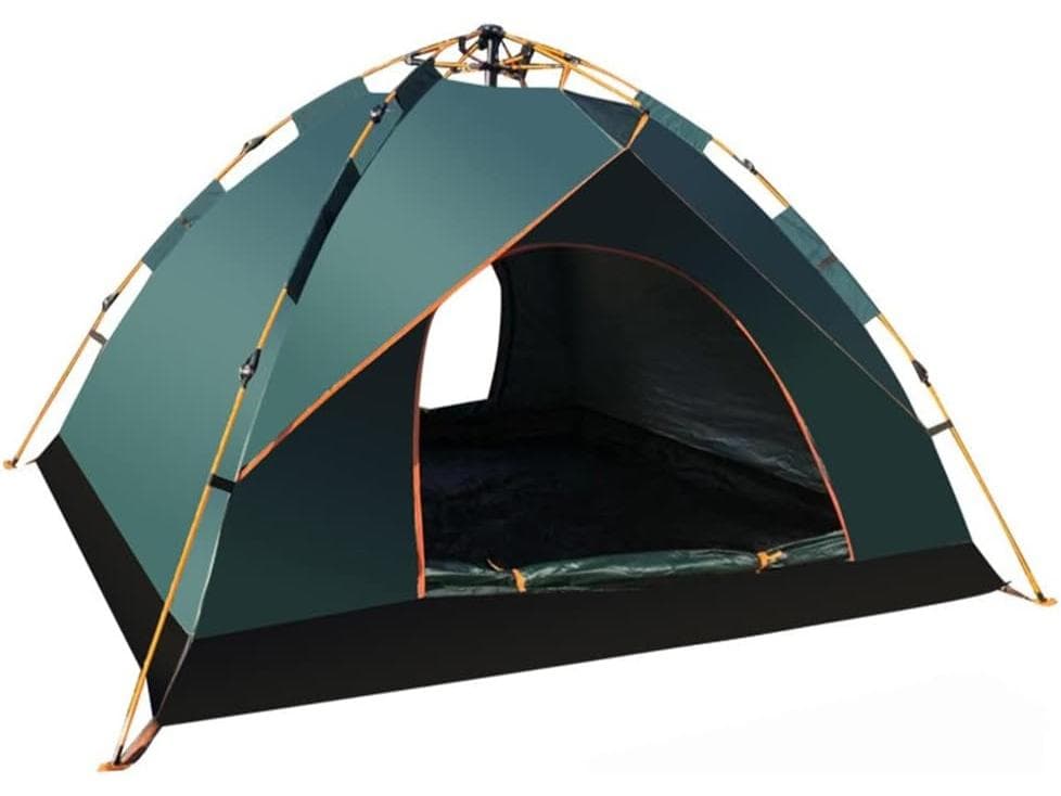 Big Camping Tent, 3-4 Person Waterproof Folding Tent Automatic Pop-Up Easy Carry, Quick Setup with Door, Sun and Rain Protection, Lightweight and Portable for Hiking, Beach, Backpacking and Travel