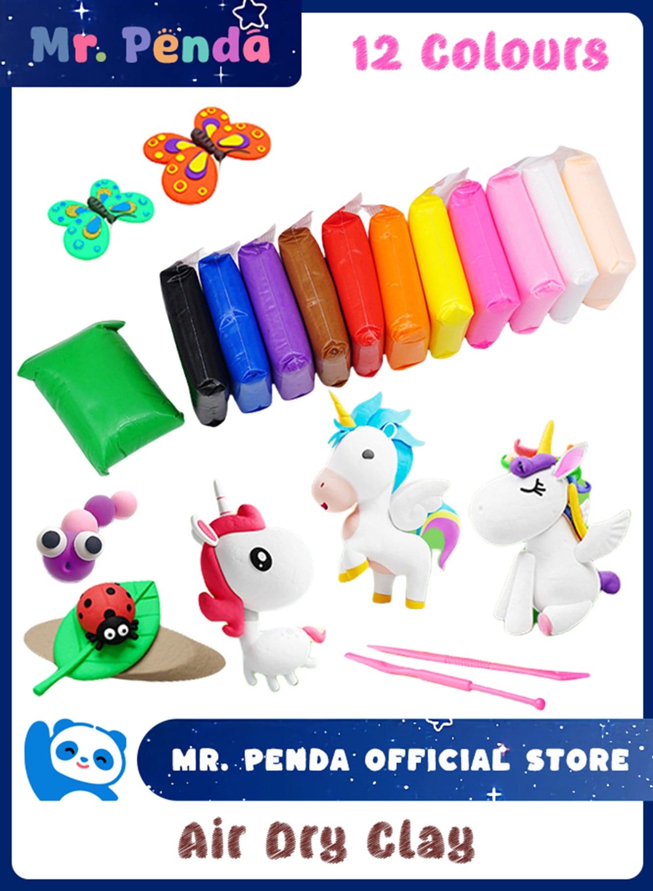 12 Colors DIY Plasticine, Air Dry Clay, Super Light DIY Soft Creative Handgum, Educational Clay Toys for Kids