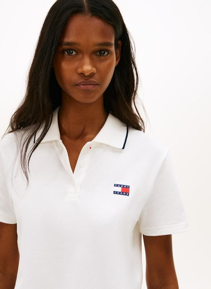 Tommy Badge Boxy Cropped Polo Shirt