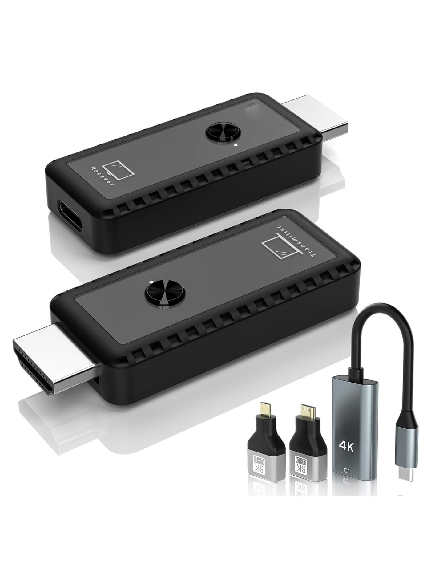 Wireless HDMI Transmitter and Receiver Kit - Portable Full HD Wireless HDMI Extender for Streaming Video and Audio from Laptop, Easy Plug and Play Setup for Monitoring.