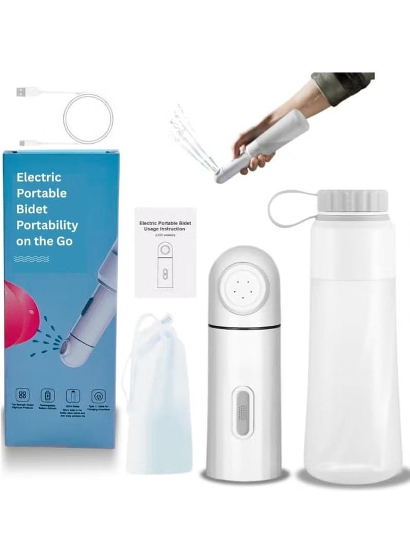 Portable Bidet With 350ml Reservoir, High Pressure USB-Type C Mini Electric Rechargeable Handheld Travel/camping/hiking Bidet, Water Sprayer for Women and Men, Personal Hygiene Cleaning