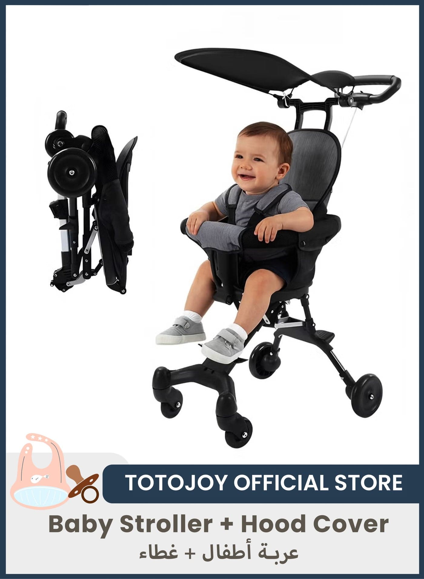 Lightweight Baby Stroller for Airport Travel Compact and Foldable Toddler Pushchair Cart with Adjustable Handles Reclining Backrest and Hood Cover for Sun Protection Stroller Perfect for Airplane Travel Road Trips Shopping Walking Stroller Cart for Babies Infants and Toddlers