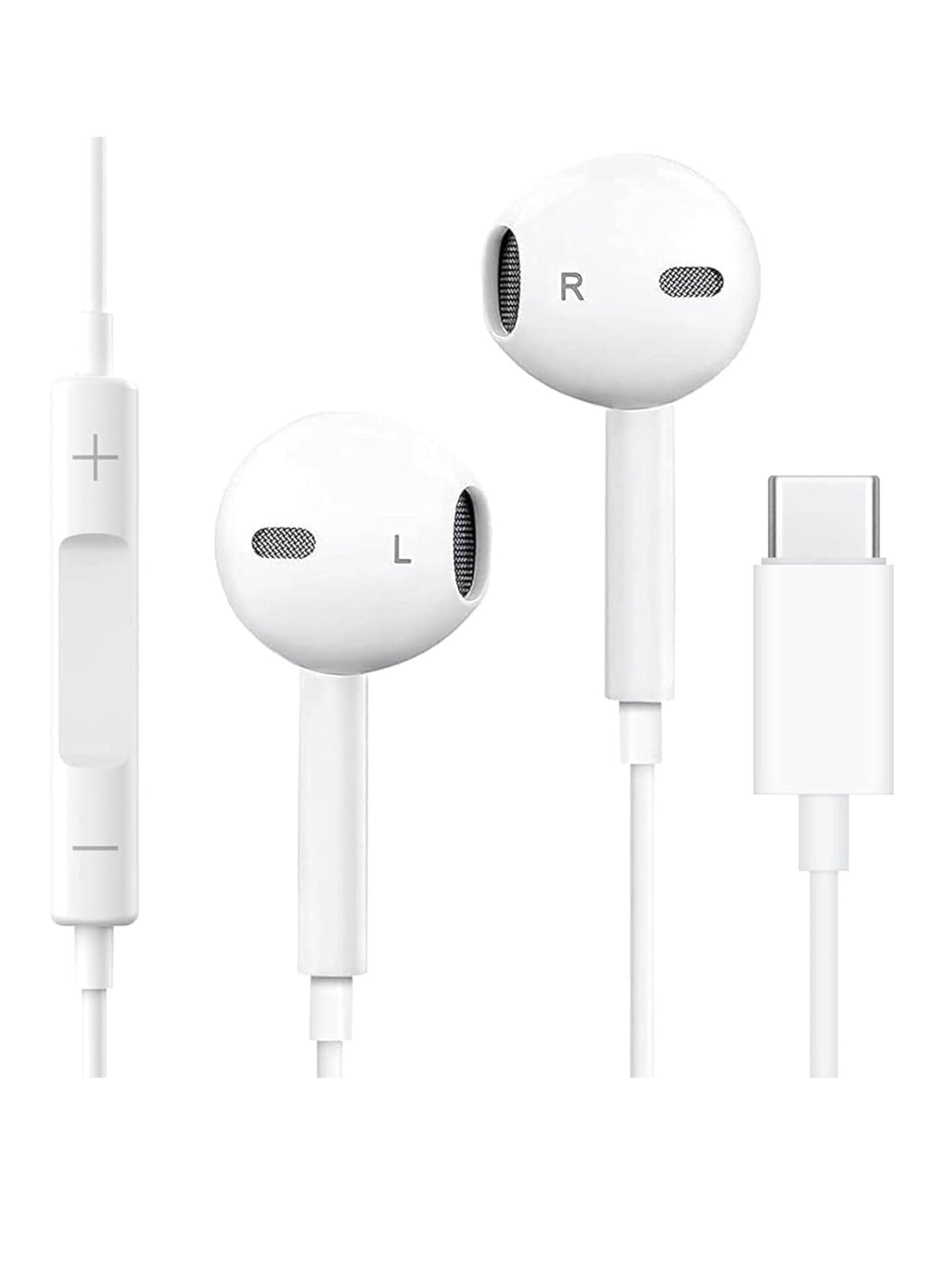 Earpods with USB C Wired Earbuds with Microphone & Volume Control, In-ear Headphones for iPhone 15 Pro Max, iPad Pro/Air, Samsung (White)