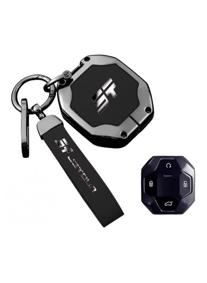 TRX AUTO Key Cover with Leather Keychain for Jetour T2 Key (2021-2025 Models) | Protective Car Key Case | PU Leather Key Cover | Jetour Smart Key Holder | Jetour T2 Accessories