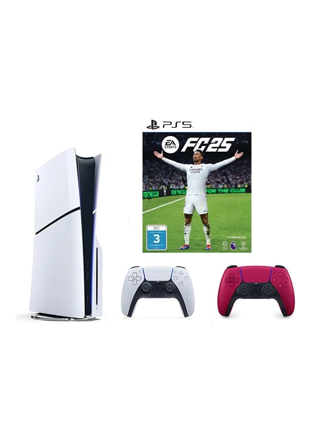 PlayStation 5 Disc Slim Console With Extra Red Controller And FC 25