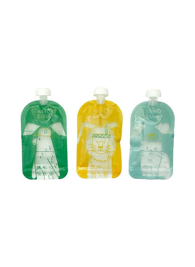 15-Pieces Reusable Food Storage Pouches- Multicolored, 150Ml