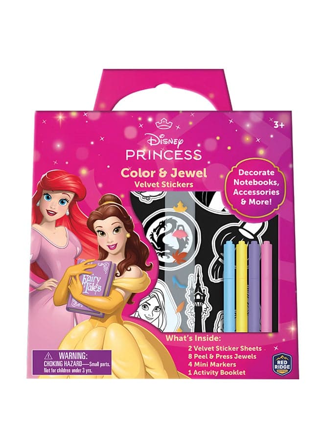 Disney Princess Color & Jewel Velvet Stickers | Decorate Notebook, Accessories & More | Age 3+