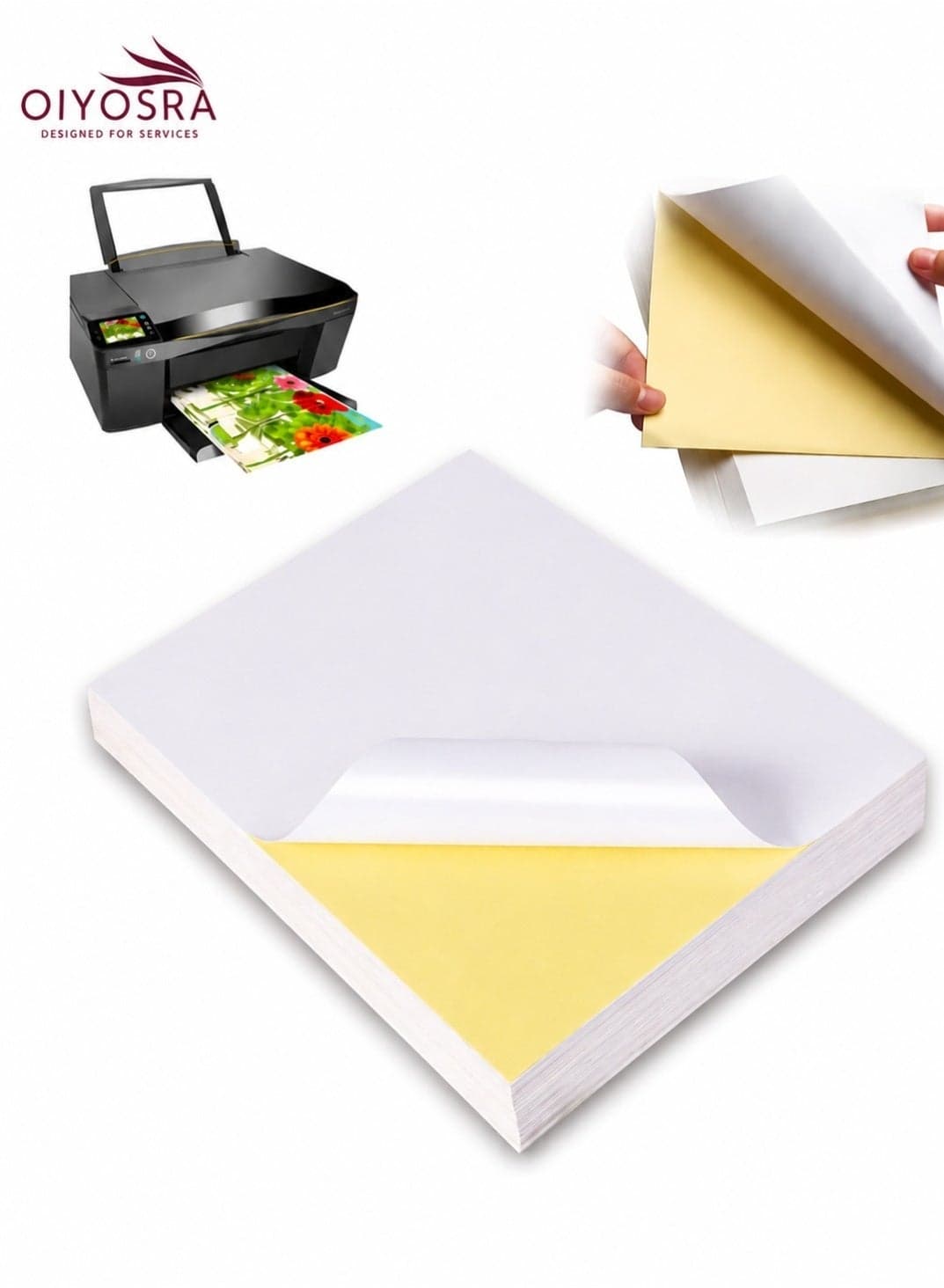 Premium A4 Glossy Sticker Paper (100 Sheets) - Waterproof & Durable Printable Stickers (Compatible with Inkjet & Laser Printers)