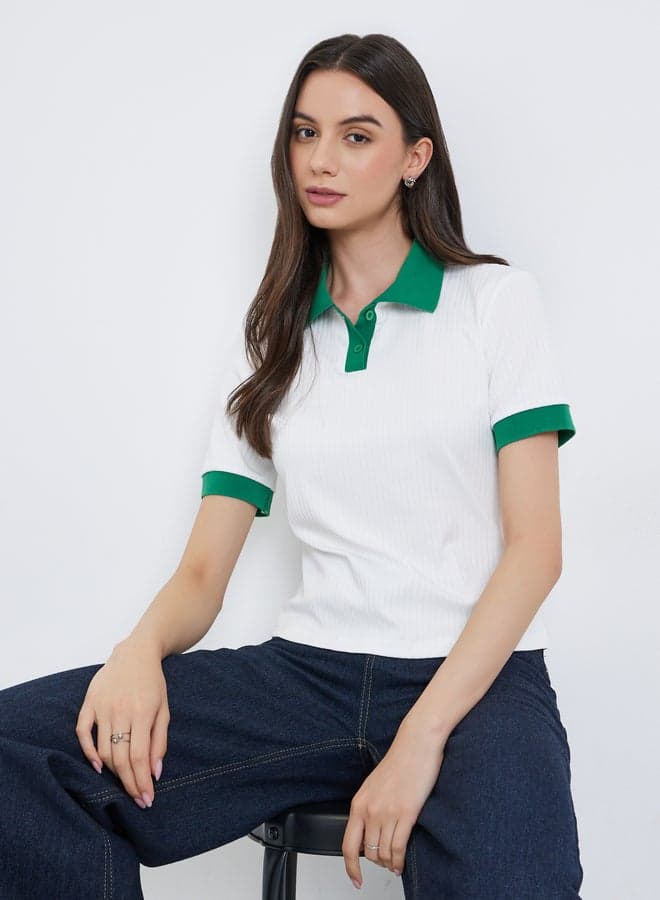 Take Two Contrast Trim Regular Fit Polo Top