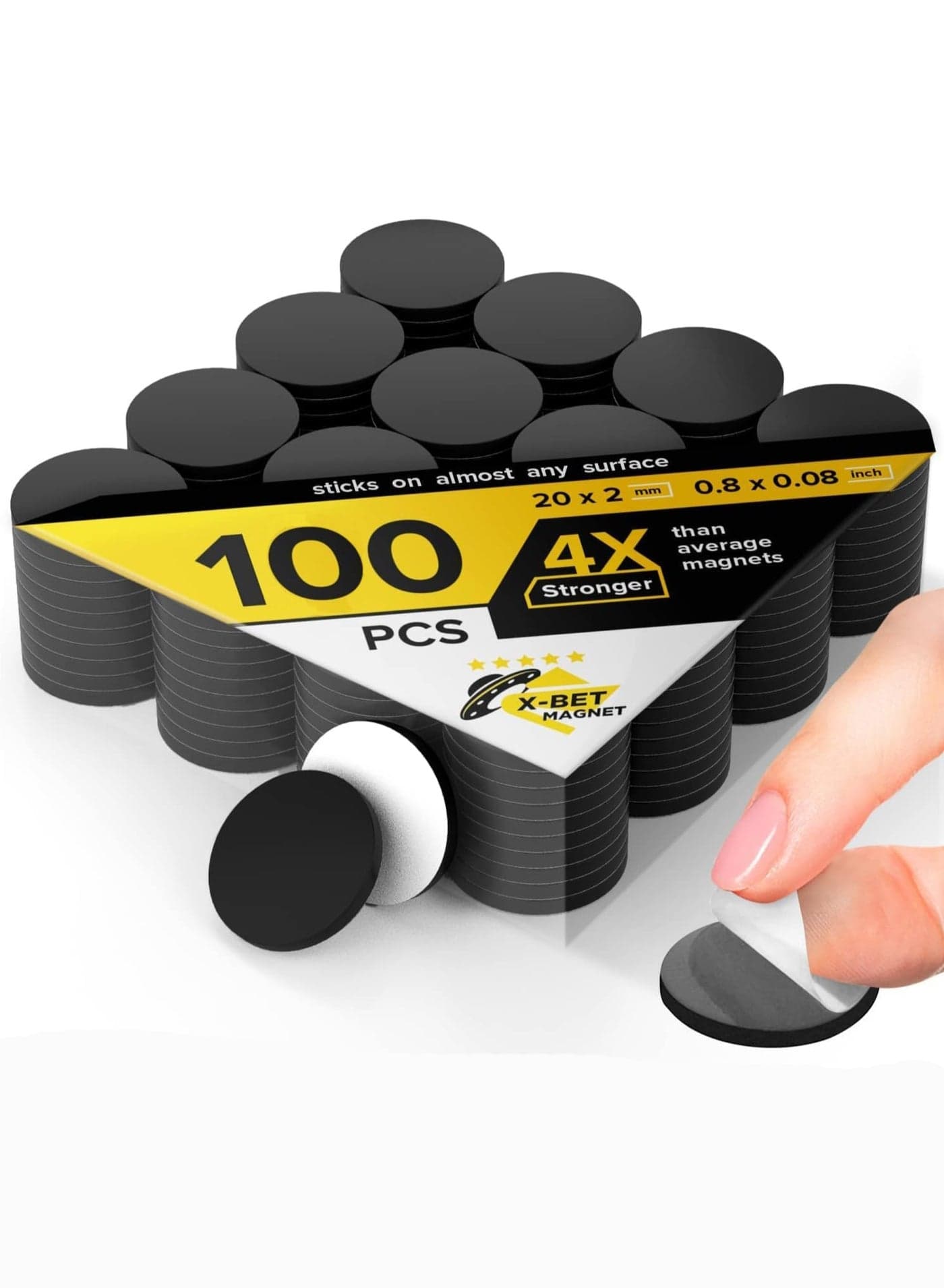 100 Pcs Magnetic Dots - Self Adhesive Magnet Dots (0.8" x 0.8") - Perfect for DIY, Art Projects, Whiteboards & Fridge - Flexible Sticky Magnets - Sheets is Alternative, Stickers, Strip, Magnetic Squares Dots