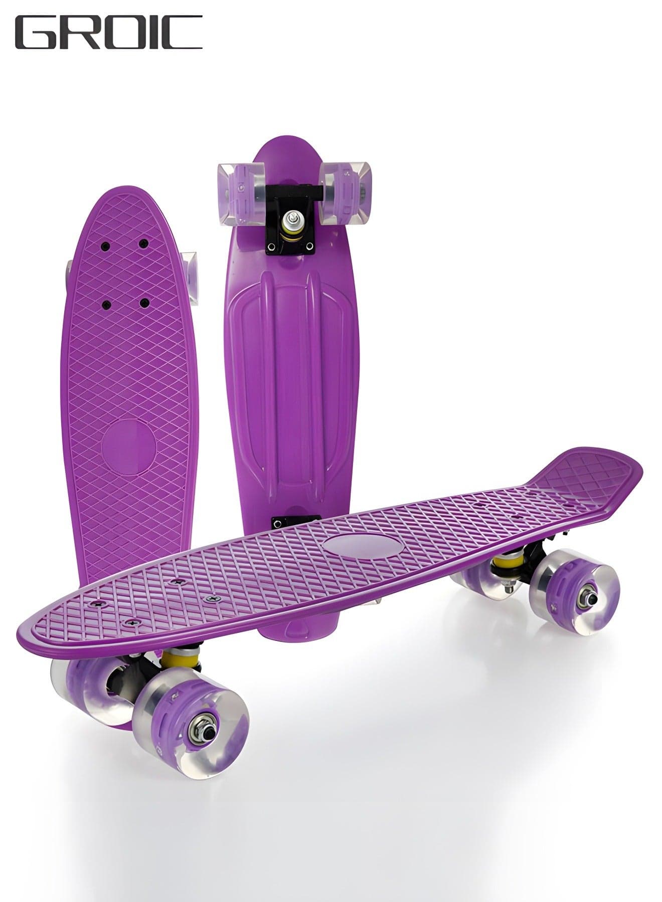 Skateboard 22 Inch Cruiser Skateboard Complete Skateboard with PU LED Wheel and ABEC 7 Bearings Retro Board Classic Skateboard,Skateboard for Kids Beginner