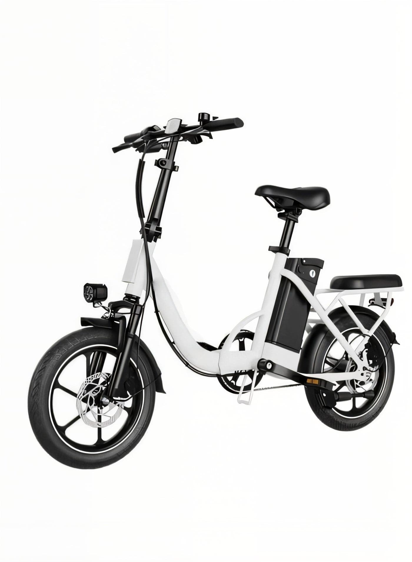 Folding Electric Bike with 350W High Speed Motor| 36V 8AH Battery|W2B white| 40 KM/H Speed| 35 KM Range| Dual Disk Brakes| Carbon Alloy Frame and 16 Inches Tires| Front Suspension Fort