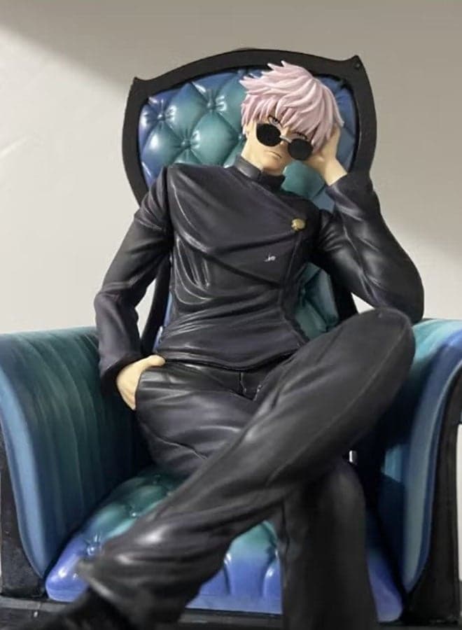 Jujutsu Kaisen Seated Satoru Gojo on Sofa Figure - Relaxed Lazy Pose with Sunglasses, Desk Decor and Birthday Gift 24cm