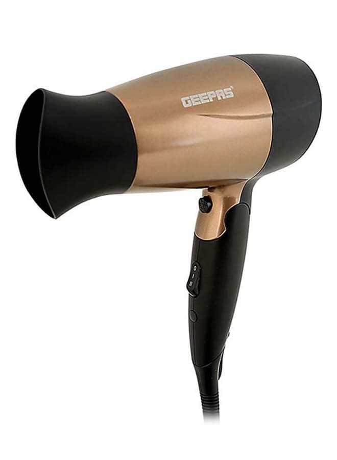 GH8642 1600W Mini Hair Dryer With Foldable Handle - 2-Speed And 2 Temperature Settings, Cool Shot Function, Ideal For All Types Of Hairs Gold/Black