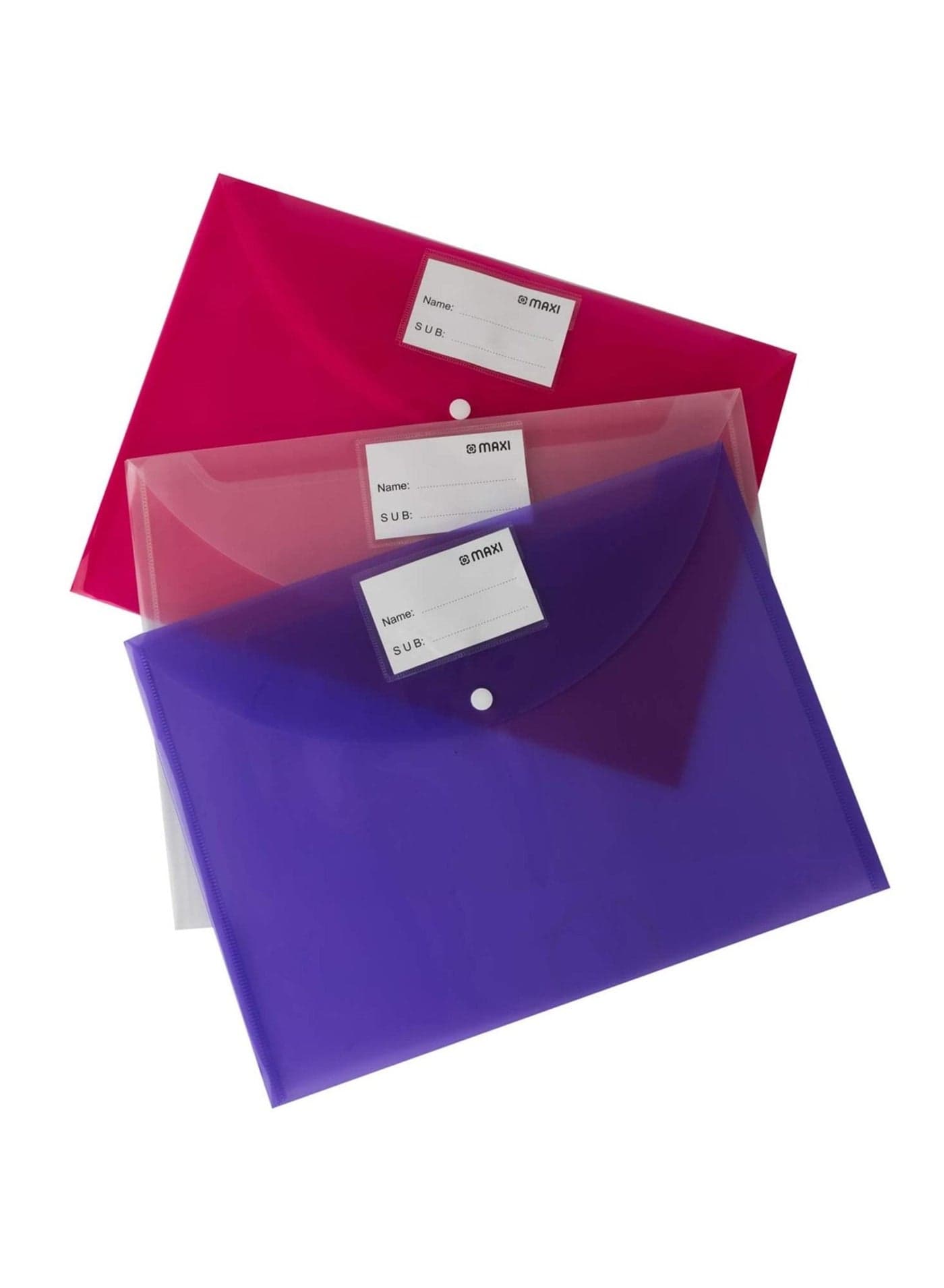3-Piece Clear Document Bag Assorted Colours