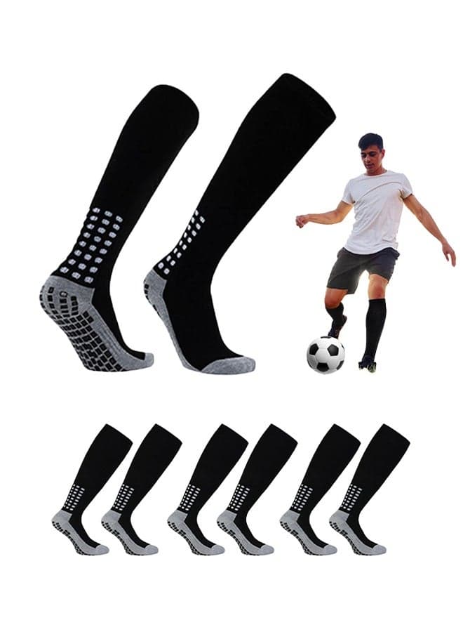 4 Pairs Grip Soccer Socks Men Cushioned Non Slip Football Basketball Sports Socks Knee High Long Socks