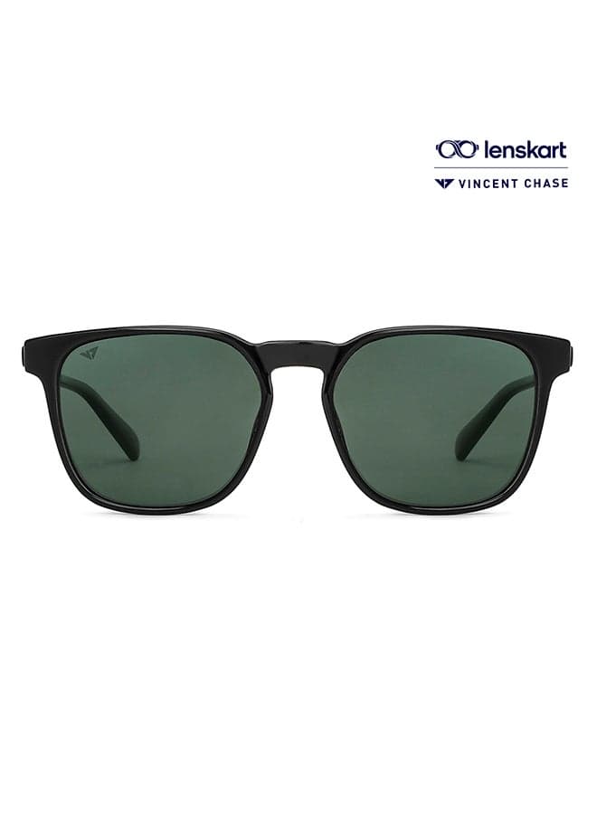 Unisex VINCENT CHASE By Lenskart | Mirage Full Rim Wayfarer Frame Polarized & UV Protected Sunglasses VC S13980 - 54mm - Black