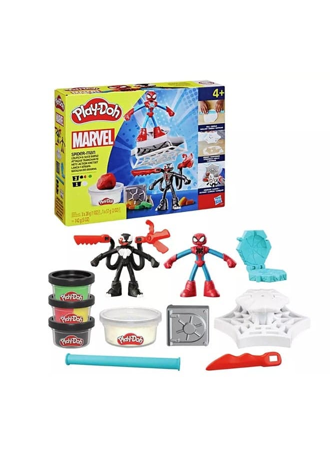 Marvel Spider-Man Launch & Slice Battle Playset with 2 Bendy Action Figures and 7 Accessories