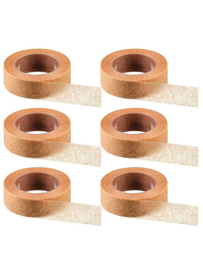 6 Rolls Flexible Skin Tape Breathable Nose Tape Self Adhesive Gauze Tape for Wound Injuries Swelling Sports, Brown (0.5 in x 10 Yd)