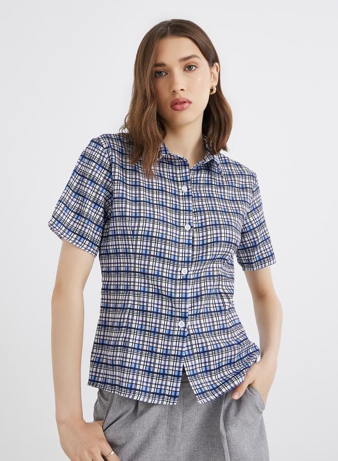 Women Plaid Short Sleeve Regular Fit Shirt