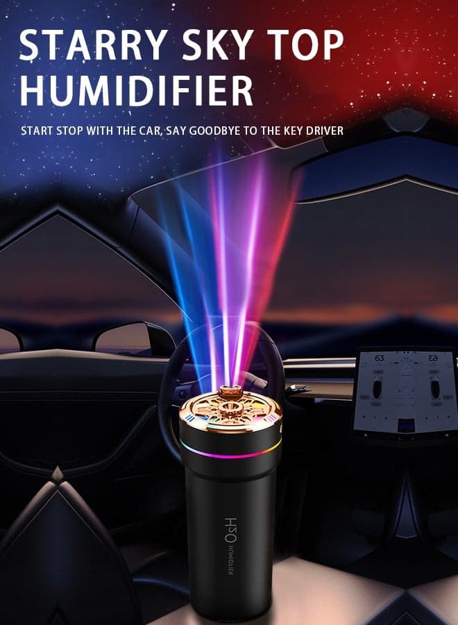 Car aromatherapy humidifier, USB mini aromatherapy air humidifier, mini LED colorful starry sky ceiling atmosphere light, dual atomization port AI smart start, suitable for cars, rooms, home offices, bedrooms