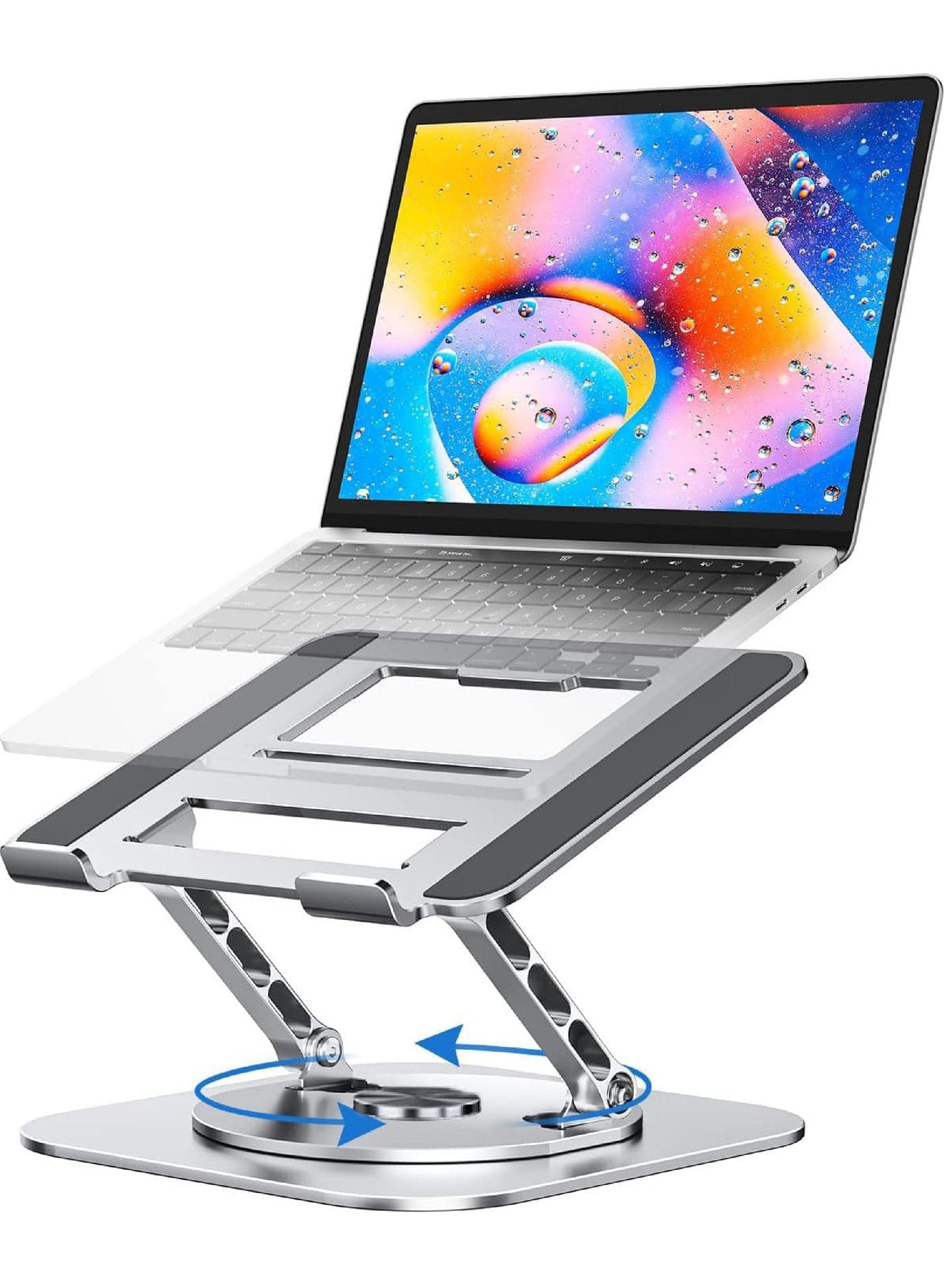Adjustable Laptop Stand for Desk Ergonomic Riser with 360° Rotating Base Foldable Notebook Computer Holder Compatible MacBook Air Pro Dell XPS More 10-17" Laptops