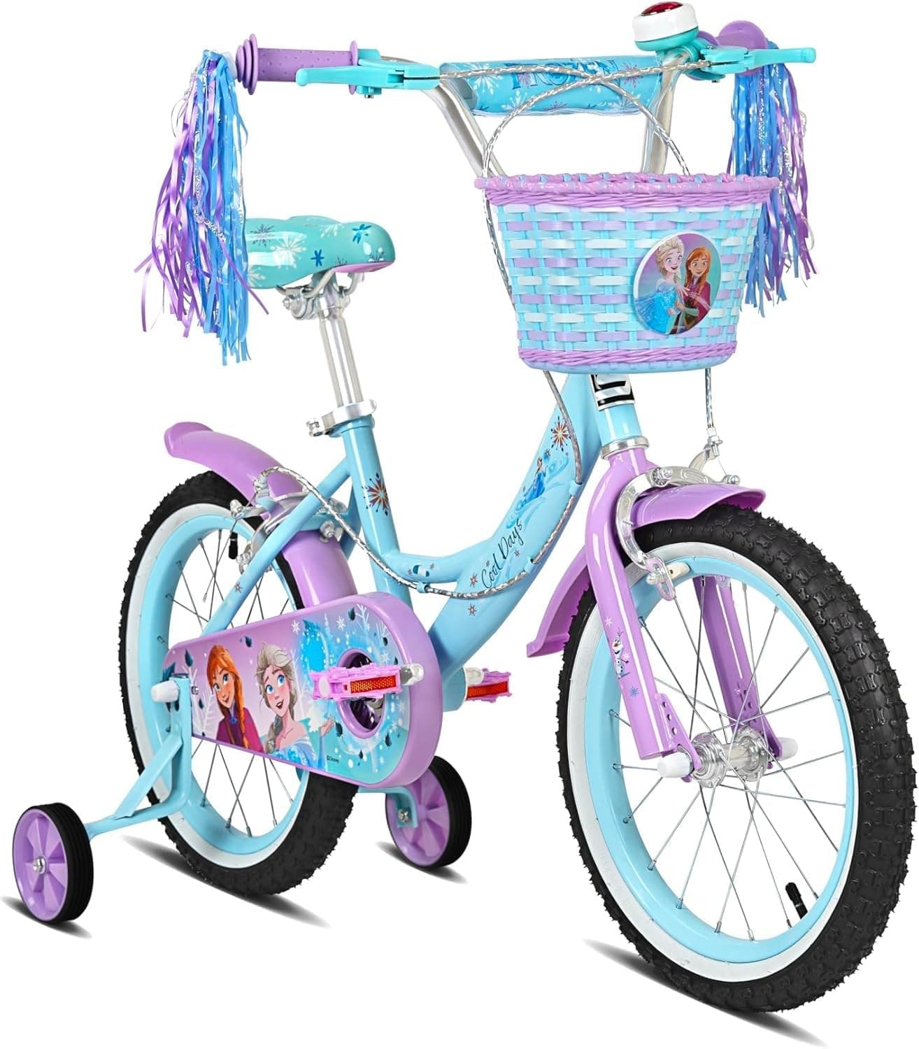 Disney Frozen Ice Magic 16-Inch Kids Bicycle | First Bike for Girls Ages 2 to 4 | Removable Training Wheels | Adjustable Seat & Handlebar | Rear Mudguard | Official Frozen Graphics