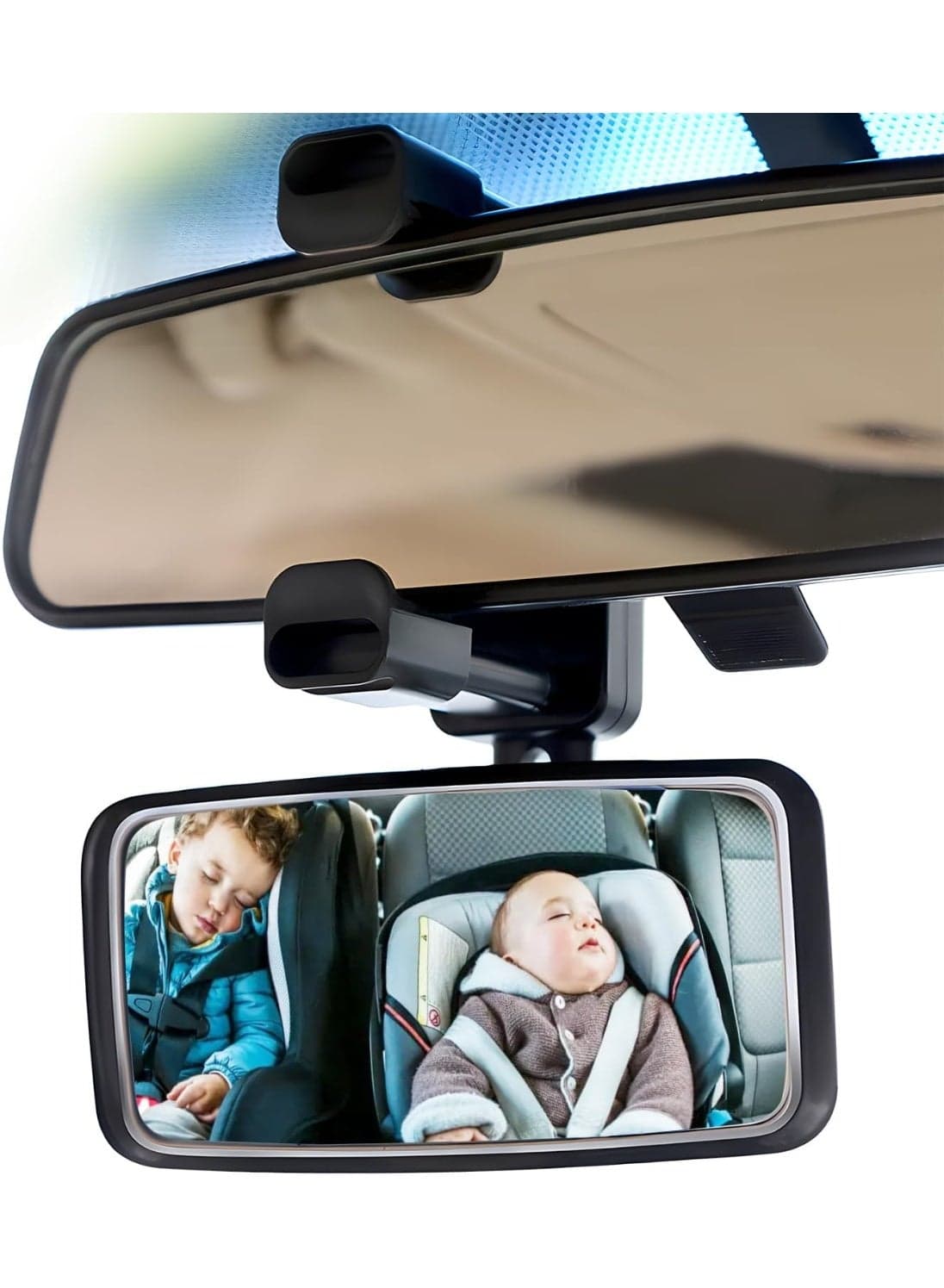 Rear View Forward-Facing Baby Mirror - Clip On, No Knob Tightening - View Rear Passengers - Car Journeys