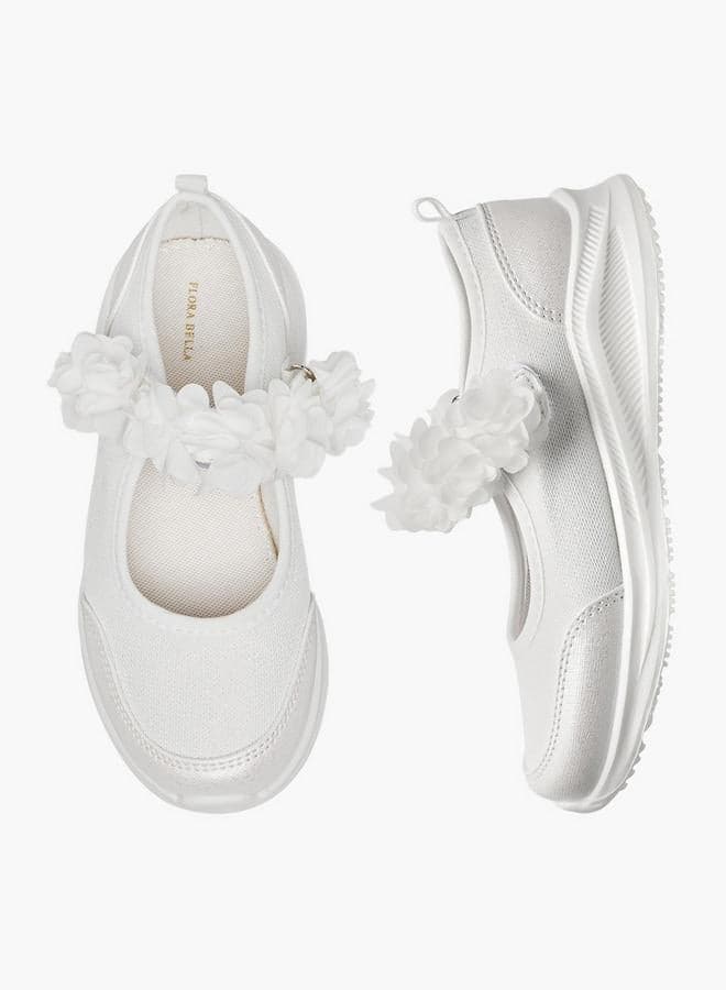 Girls Floral Accent Hook & Loop Sneakers