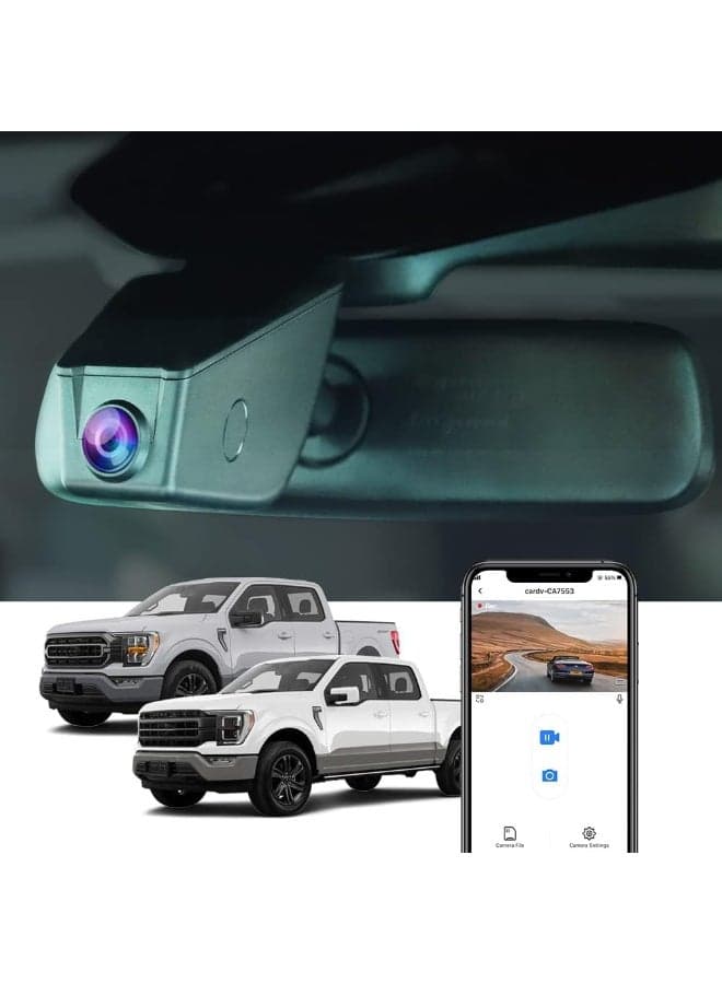 FITCAMX 4K Dash Cam, OEM Style Suitable for Ford F-150 2021 2022 2023, 64GB Card, 2160P UHD Video, Collision Detection, Built-in WiFi and APP, Loop Recording, G-Sensor, Night Vision, Plug and Play