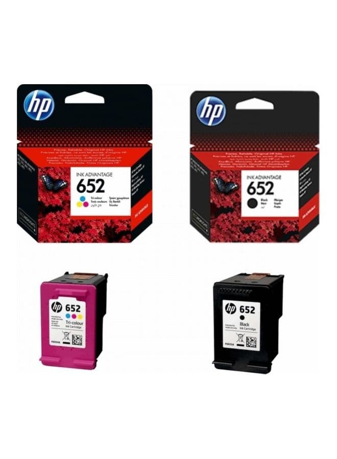 Set Of Pack 2 652 Original Ink Cartridge Set Black & ( Tri Color)