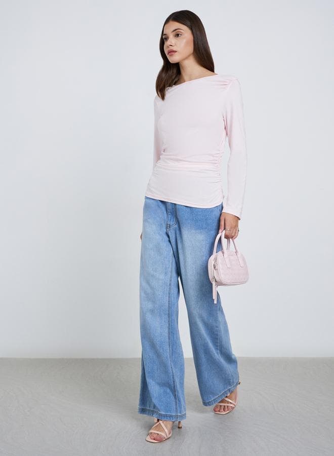 Styli Pink Long Sleeve Knit Top