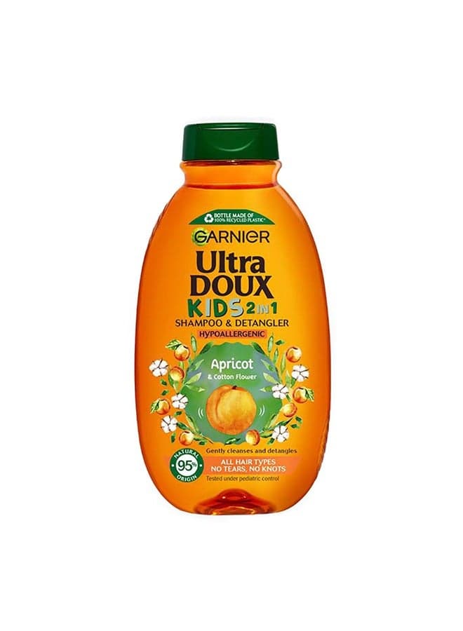 Ultra Doux Kids Apricot & Cotton Flower 2in1 Shampoo & Detangler Hypoallergenic for All Hair Types