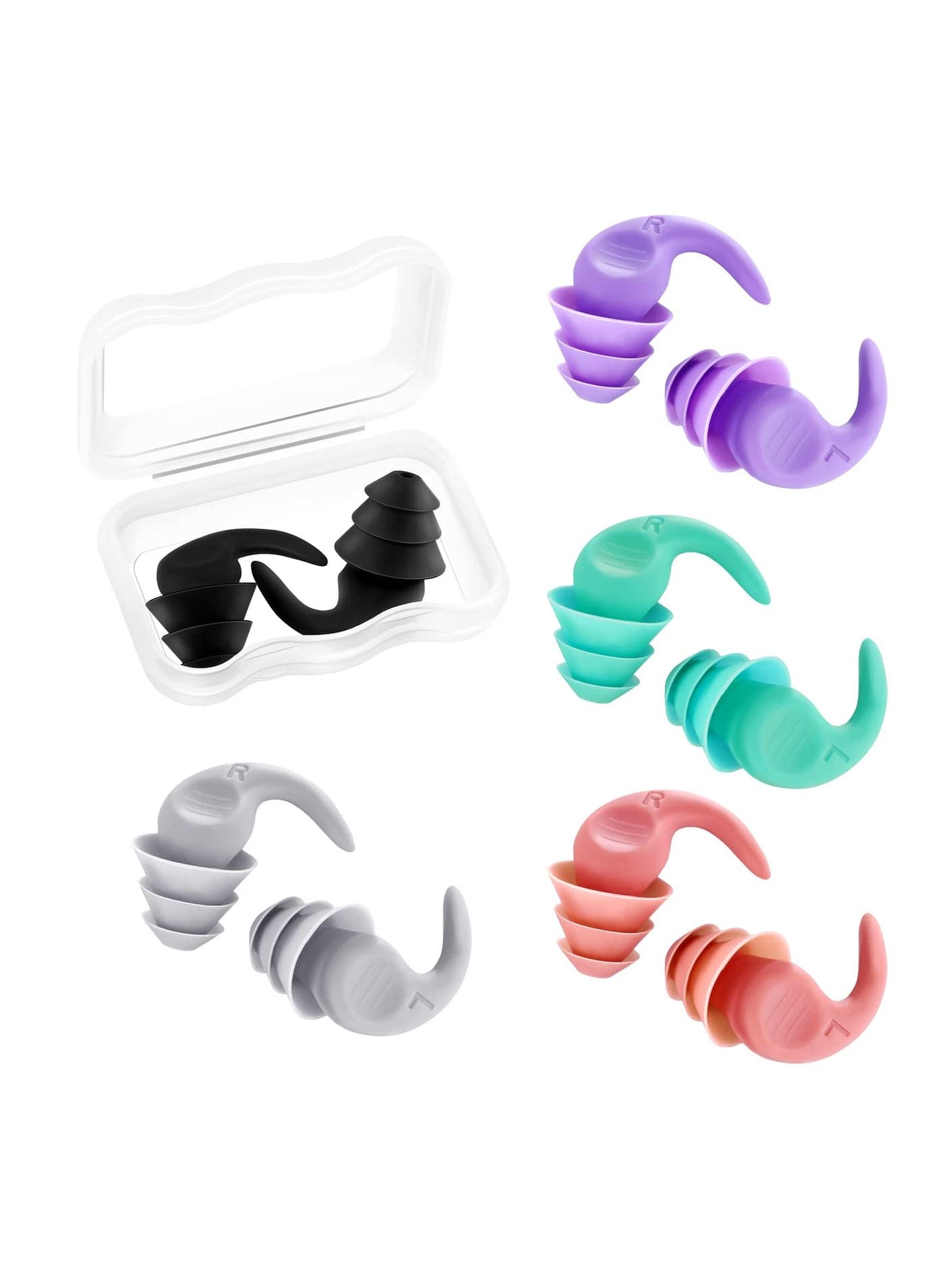 5 Pairs of Reusable Silicone Ear Plugs for Noise Cancellation - Ideal for Swimming, Concerts, Musicians, and Shooting Activities.