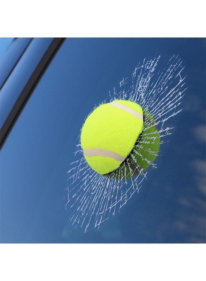 3D Prank Tricky Broken Glass Sticker Car Window Ball Hits Self Adhesive Funny Car Stickers (Tennis)