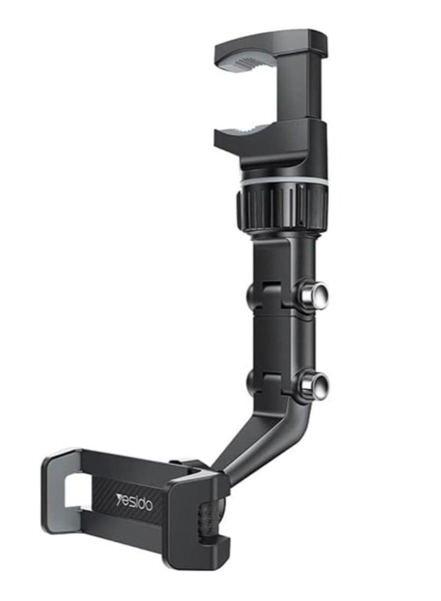 YESIDO C192 Clip-on Rotating Car Rearview Mirror Mount Adjustable Bracket for 4-6.7inch Phone Holder.