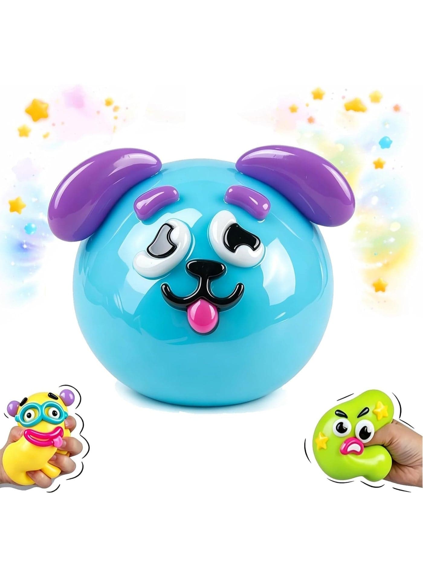 Smushers Squishy - Curiosities Smushers Dog Face Swap Squishy Soft Moldable Cute Slow Rise Relaxing Sensory Fidget Relief Anxiety Stress Fun with Interchangeable Faces