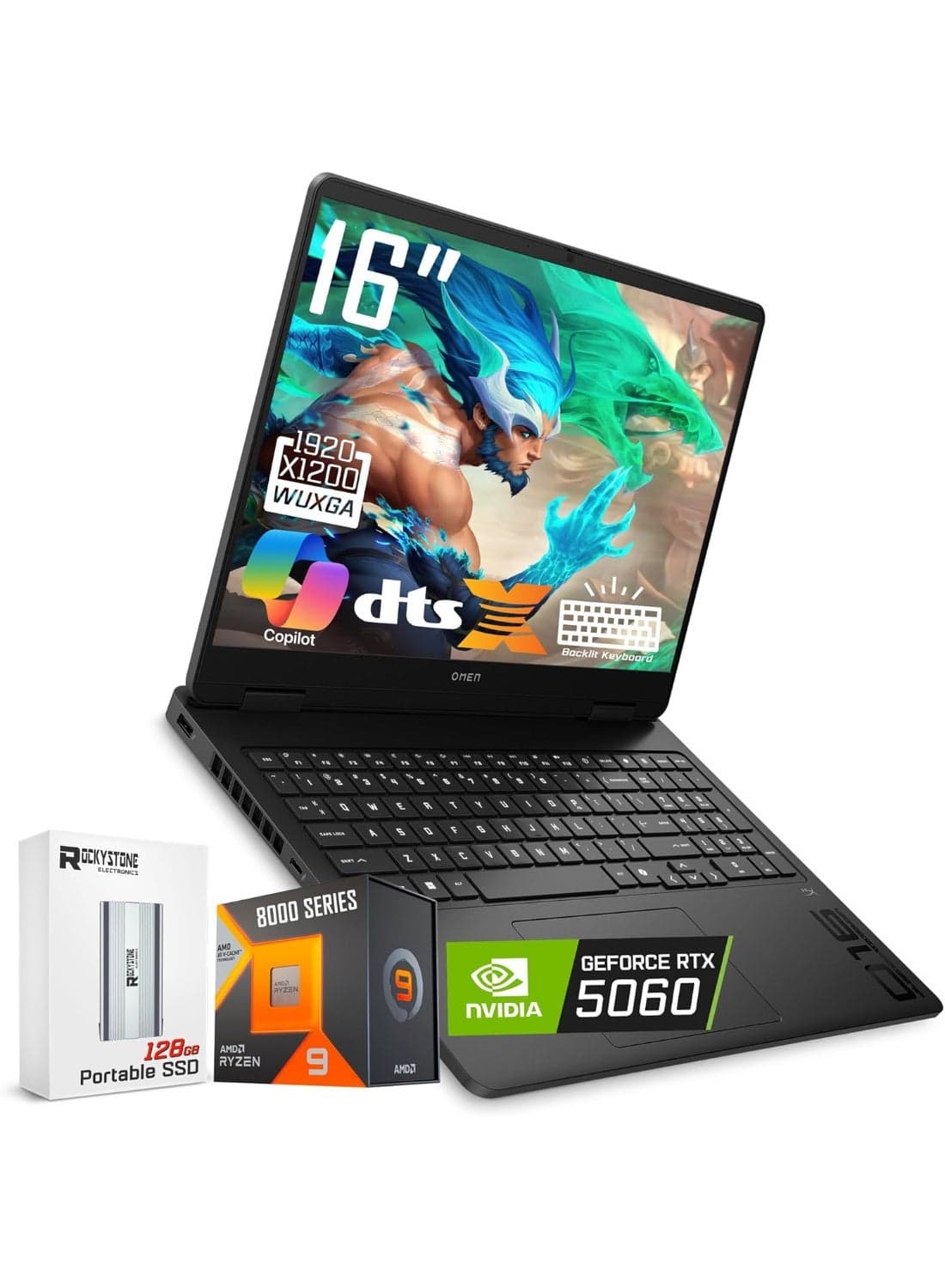 (Upgraded Version) OMEN 16 Gaming Laptop, 16" 2K 144GHZ Display, NVIDIA GeForce RTX 5060 8GB GDDR7, AMD Ryzen 9 8940HX, 16GB RAM | 512GB SSD, Windows 11, With free Office 365 + Consumix Mouse pad English black