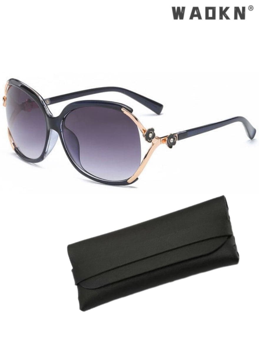 Women's Polarized Butterfly Sunglasses, UV400 Protection Sun Glasses with Rhinestones Decoration, Fashion Anti-Glare Sun Shades with Glasses Case for Shopping Party Travel , Black