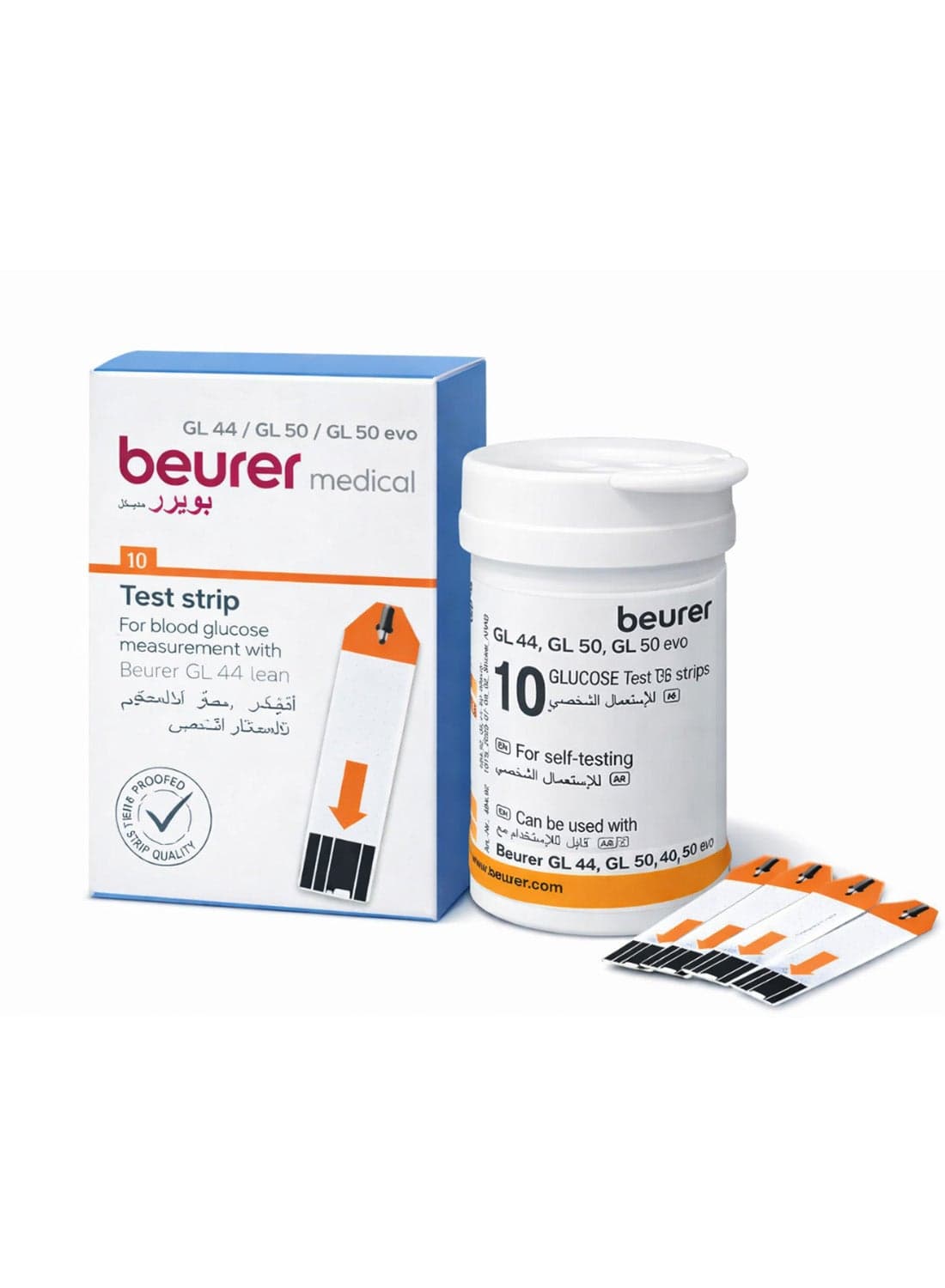 GL 44/50 Blood Glucose Test Strips | Pack of 10 | Precise & Easy-to-Use Strips for Beurer Glucose Monitors