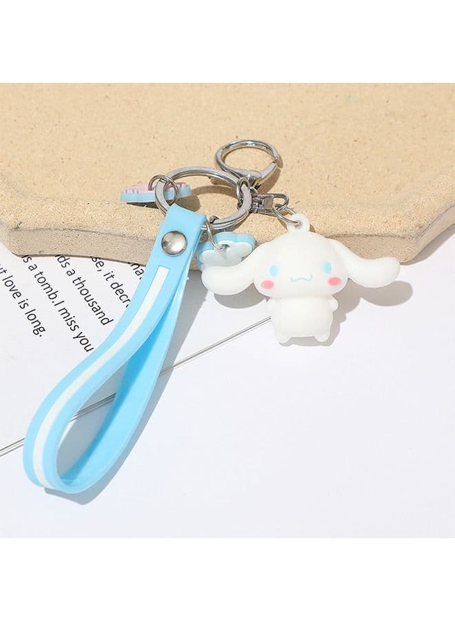 Cute Kawaii Accessories Anime Keychain Adorable Key chain Keyring Handbag Cinnamoroll Keychain(Blue)