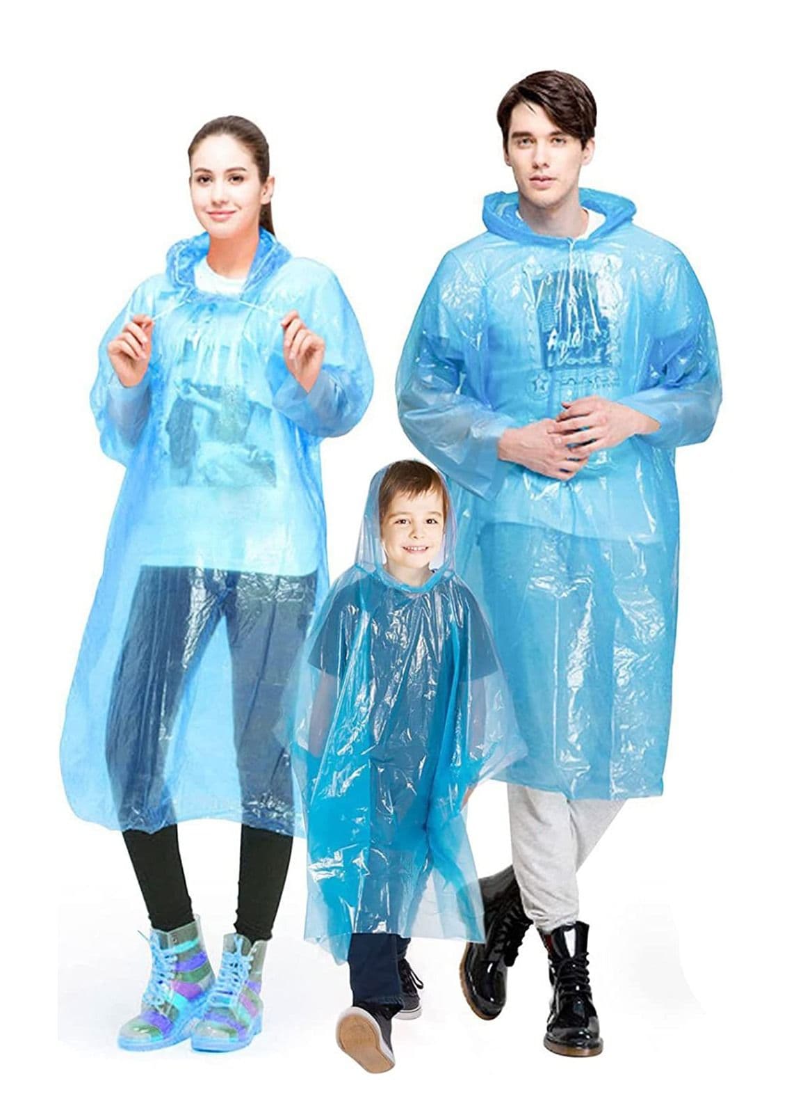 Rain Ponchos Family Pack 12 Pack Emergency Waterproof Ponchos for Kids Adults Assorted Colors 003mm Thickness Disposable Emergency Ponchos for Family Travel Camping Hiking Fishing