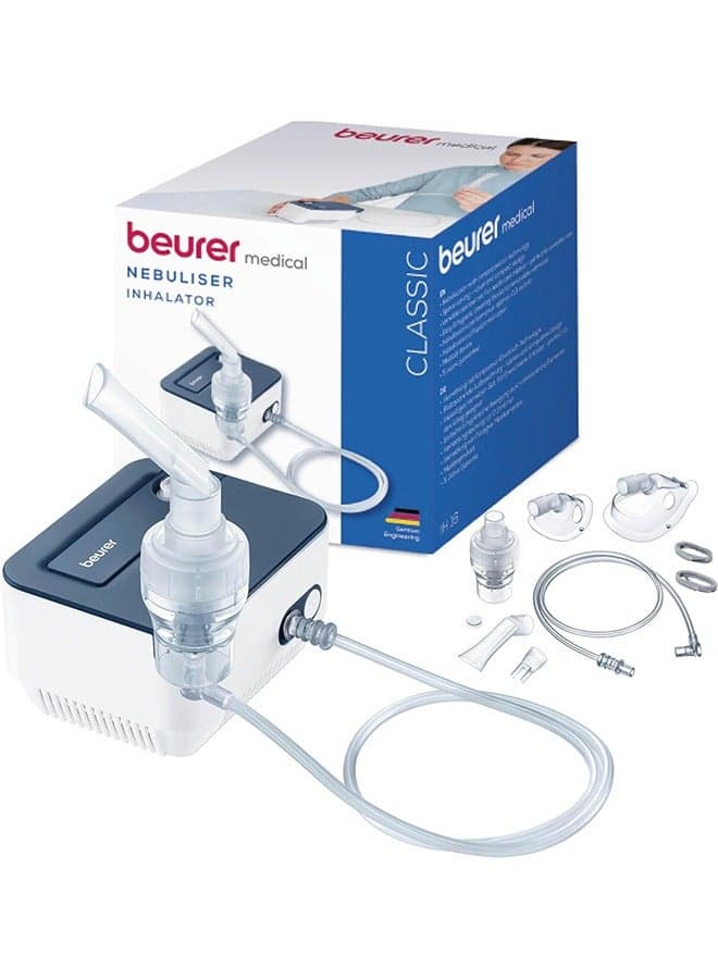 Beurer IH 16 Nebulizer for Colds, Upper and Lower Respiratory Diseases | Children and Adults | Easy Cleaning | Compact Design | Blue/White | 5 Years Warranty