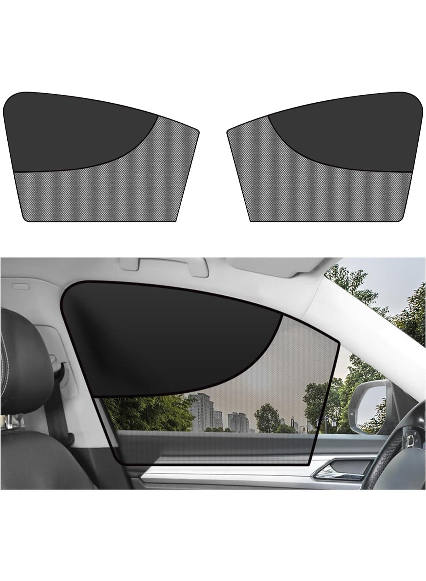 Car Window Shades with Magnets, Double Insulated Layer Car Window Covers, for Privacy and Car Interiors, Car Camping Essentials Car Sun Shade for Most Car, Truck, SUV (Front Window/2PCS)