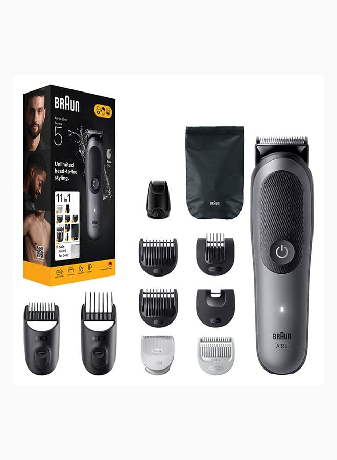 Braun All-in-One Kit Series 5, 11in1 Grooming, Ultra Sharp Blade, SkinGuard, AIO5560 Dark Grey