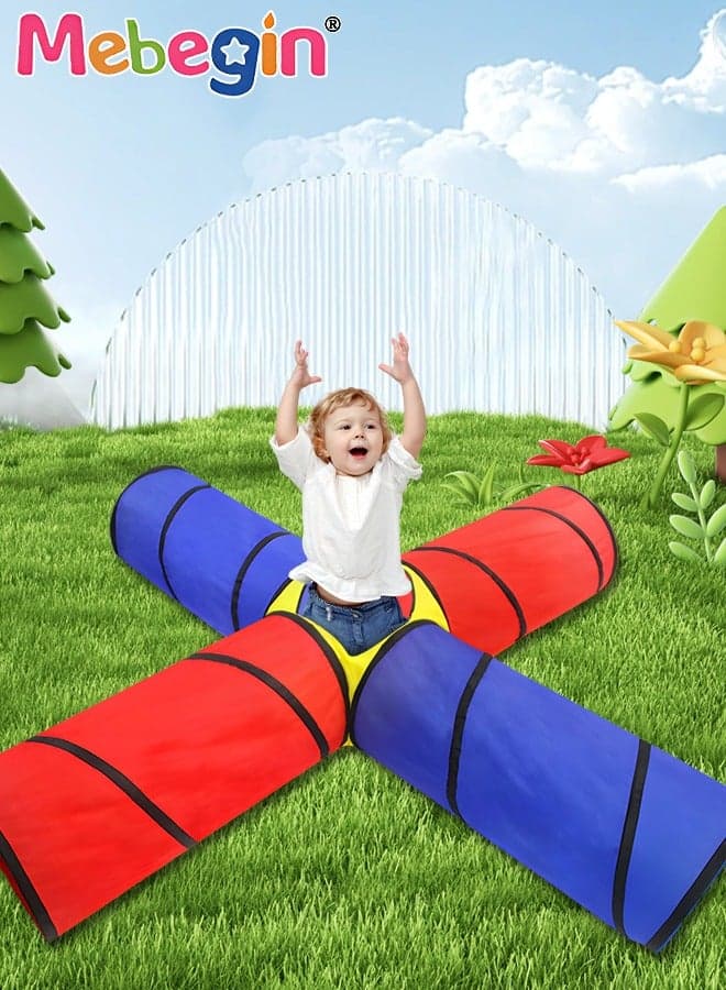Kids Play Tunnel with Storage Bag, 4 in 1 Pop Up Tunnels, Colorful Pet Tunnel, Foldable Portable Playhouse, Easy to Store and Transport, Suitable for Indoor and Outdoor