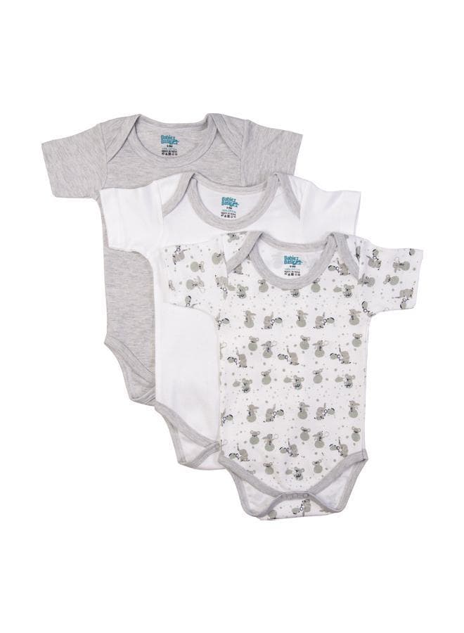 Printed Romper - Pack Of 3, 0-3 Months , Multi Color