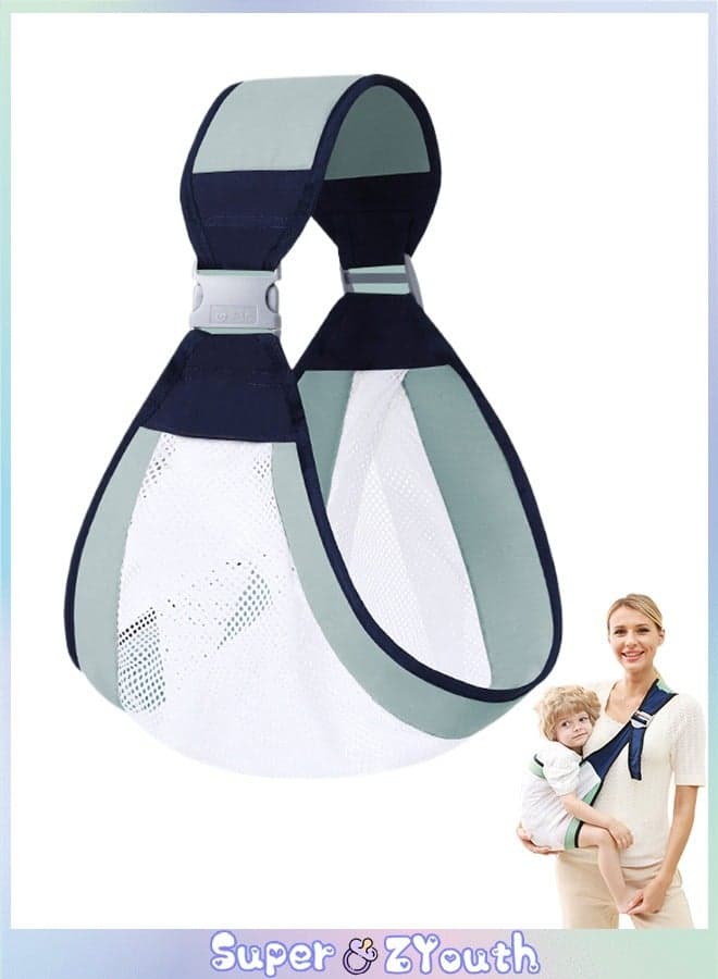 Baby Sling Carrier, Baby Adjustable Holder Carrier, Baby Ergonomic Strap with Breathable Mesh for Newborn to Toddler, Green